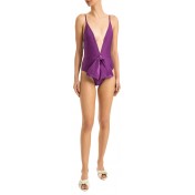 Bow Low-cut Purple Swimsuit