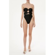 Solid High Leg Quilted Swimsuit