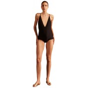 Solid Black Halter Swimsuit