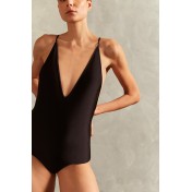 Solid Black Halter Swimsuit