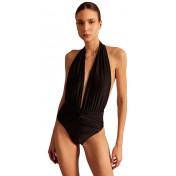 Solid color halter neck swimsuit