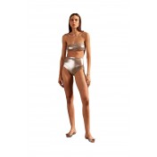 Solid color high waist bandeau bikini
