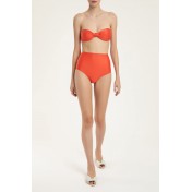 Solid color hot pants tube top red bikini