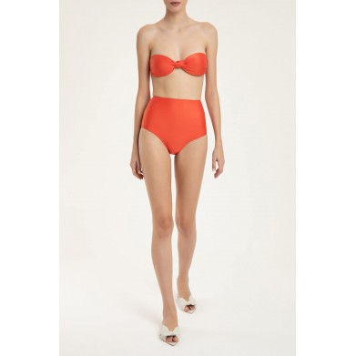 Solid color hot pants tube top red bikini