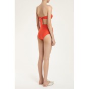 Solid color hot pants tube top red bikini
