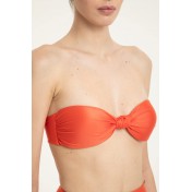 Solid color hot pants tube top red bikini