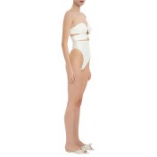 Solid high leg quilted Off-white swimsuit