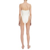 Solid high leg quilted Off-white swimsuit