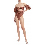 Square Retro Puff Sleeve Double Knot Swimsuit