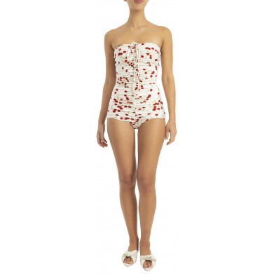 Strapless ruffled swimsuit