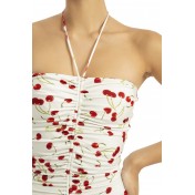 Strapless ruffled swimsuit